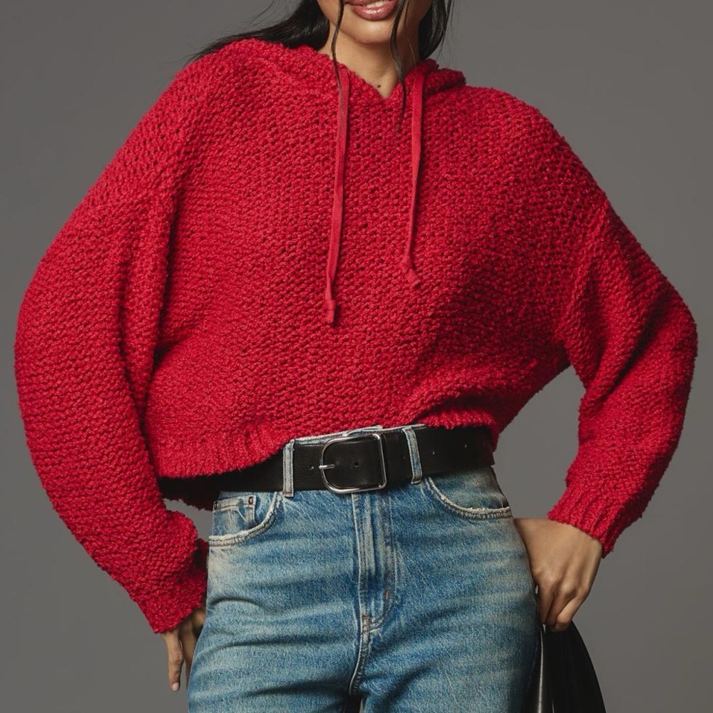 Anthropologie Pilcro Sailcloth Hooded Sweater Red - Size S